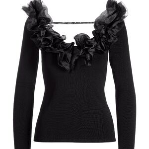 NWOT Boston Proper Organza Ruffle v-neck sweater!!!
